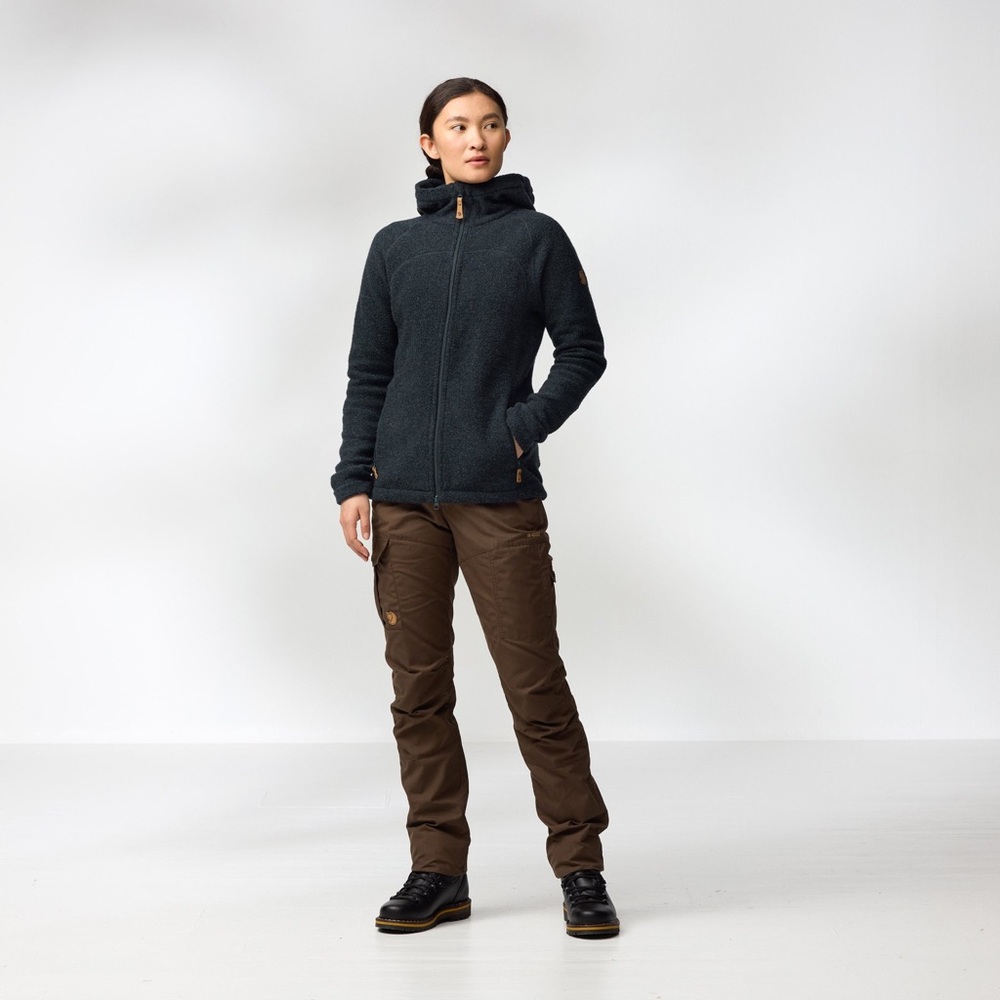 Fjallraven Kaitum Fleece W Jacket Full Zip Dark Grey Black Wool Blend Size XS